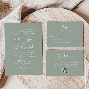Tarjeta De Confirmación De Asistencia Elegante Boda moderno verde sabio