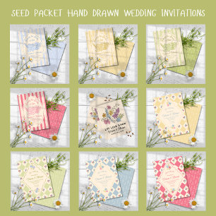 Invitación Boda de la mano del paquete de semillas de flores 