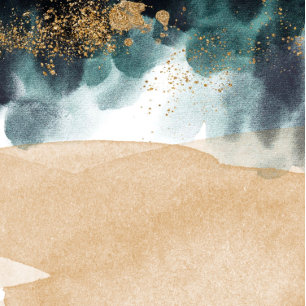 Invitación Blue Green Gold Paint Agate Beach Wedding Ducha