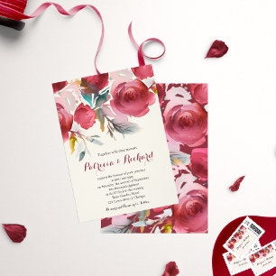 Invitación Burgundy Marsala Boho Boda Floral