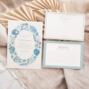 Invitación Debajo del mar acuarela Baby Shower náutico