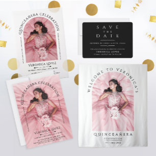 Invitación Elegante Chica clásico Cumpleaños Tipografía Negra