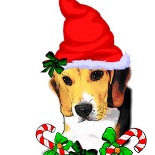 Tarjeta Festiva Navidades de Beagle Cute