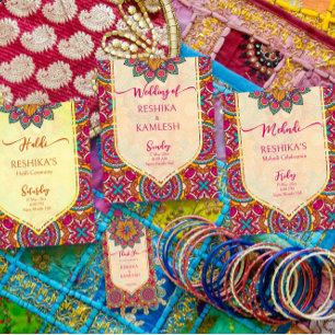 Lámina Cerise mandala rangoli boda invitación al presupue