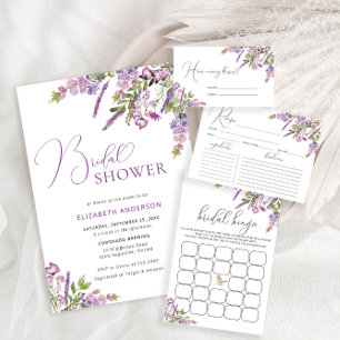 Elegante Tarjeta de Receta de Ducha de Flor Silves