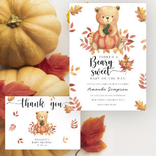 Tarjeta De Recepción Oso otoñal con calabaza - libros para el boleto de