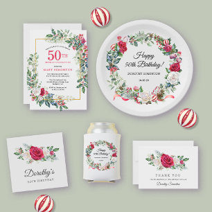 Invitación Fiesta de cumpleaños número 50 de Red White Rose F