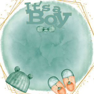 Invitación Es un niño en Mint Green y Gold Baby Shower Invi