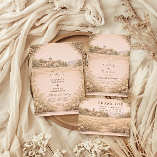 Tarjeta De Agradecimiento Boda en capilla rústica en el campo