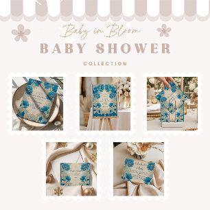 Servilleta De Papel Baby Shower Botánico Azul Vintage