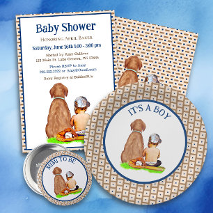 Invitación Bebé y perro de béisbol tema Baby Shower