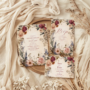 Tarjeta De Recepción Boda floral real victoriano clásico