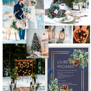 Invitación Thistle azul invernal Eucalyptus Boda Wonderland