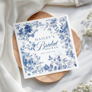 Servilleta De Papel Letrero de Ducha de Novia con Toile Chinoiserie Az