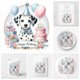 Invitación Cute Pastel Puppy Dalmatian - Cumpleaños