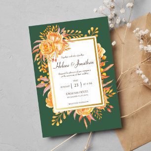 Invitación Terracota Rust Floral Rústico Elegante Boda de Caí