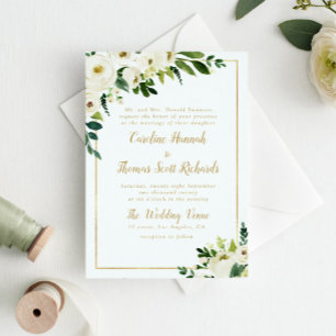 invitación a la boda de florines blancos de jardín
