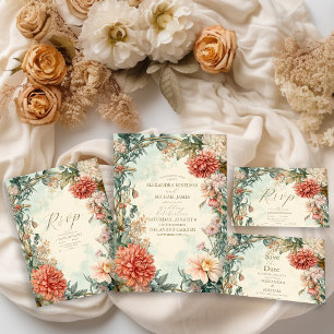 Tarjeta De Recepción Boda floral real de estilo victoriano