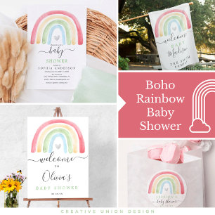 Lámina Invitación virtual de Baby Shower al arco iris del