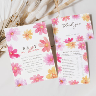 Invitación Bebé de verano vibrante en flor silvestre florecie