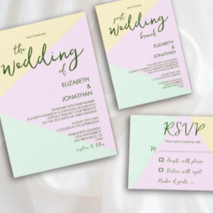 Tarjeta De Confirmación De Asistencia Boda geométrico Pastel silenciado