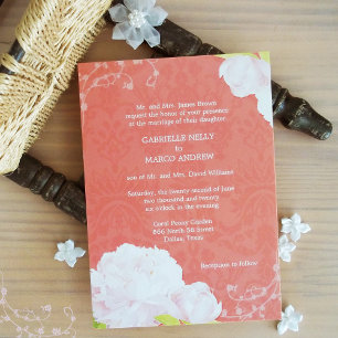 Invitación Pink Peony Coral Shades Boda