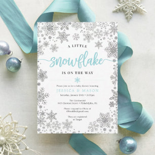 Tarjeta de Baby Shower Winter Snowflake Diaper Raf