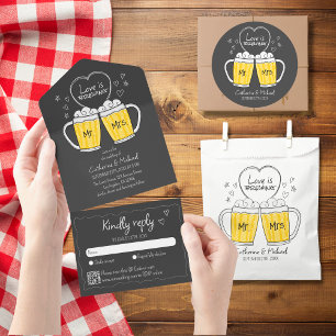 Invitación Todo En Uno El amor es producir Boda de gafas de cerveza de ma