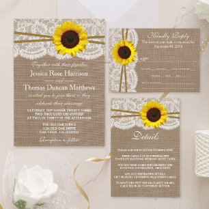 Invitación La colección de Bodas de girasol rústico