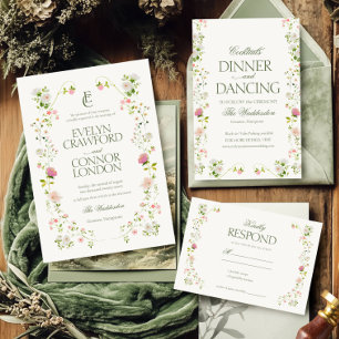 Invitaciones Acrílicas Elegante Boda floral del monograma rococó