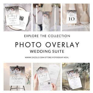 Tarjeta De Mesa Boda de fotografías de escritura moderna y elegant