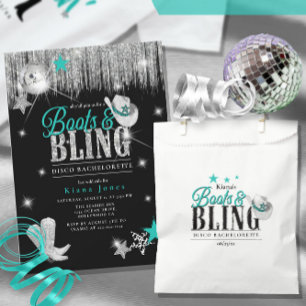 Vaso De Chupito Botas 'n Bling Disco Despedida de Soltera Teal ID9
