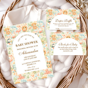 Tarjeta De Recepción Sorteo de Pañales de Animales de Verano Pastel