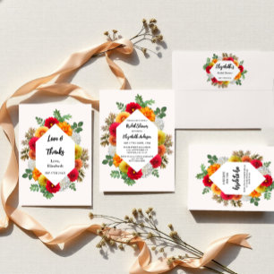 Tarjeta De Agradecimiento Dalia floral otoñal Bridal Shower de otoño