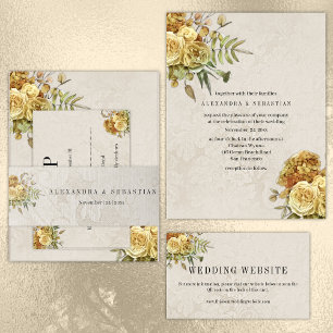 Boho Faded Yellow Roses Country Wedding