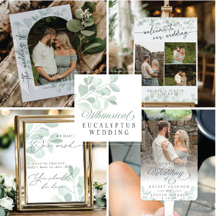 Invitación Boda Eucalyptus Greenery Foto Guardar la fecha