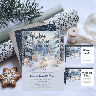 Tarjeta De Recepción Woodland Baby Animals Winter Baby Diaper Raffle