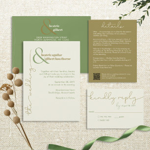 RSVP de boda simple moderna con tarjeta de respues