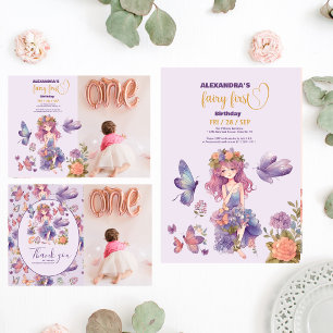 Invitación Hada primera plantación de bosque primer cumpleaño