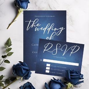Invitación Moderno Boda de la noche de Blue Minimalista Water