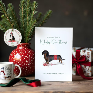 Tarjeta Festiva Cookies de Navidades del perro travieso de oro