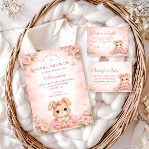 Servilleta De Papel Ducha de Bebé Floral de Conejito Rosa