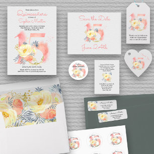 Postal De Anuncios Rubor Pink Floral Number 15 Save the Date