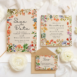 Invitación Boho Garden of Wildflower Square Boda