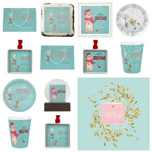 Feliz Navidad- oso de Navidad y texto editable sob