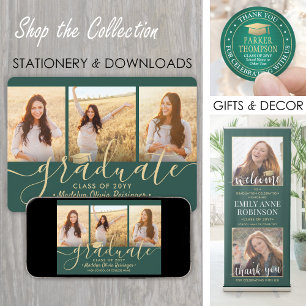 Invitación 3 Partido de Graduación de Oro Verde con guión de 