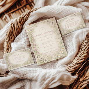 Invitación Baby Shower Botánico de Flores Silvestres Vintage