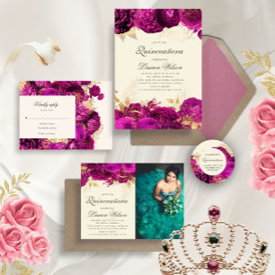 Tarjeta de respuesta RSVP floral de color rosa de 