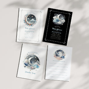 Tarjeta De Agradecimiento Sobre el Baby Shower celestial lunar