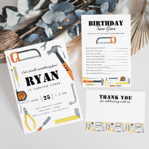 Invitación ¡Construyamos! Cumpleaños de la herramienta de con